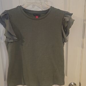 Ruffled Sleeve Green Top